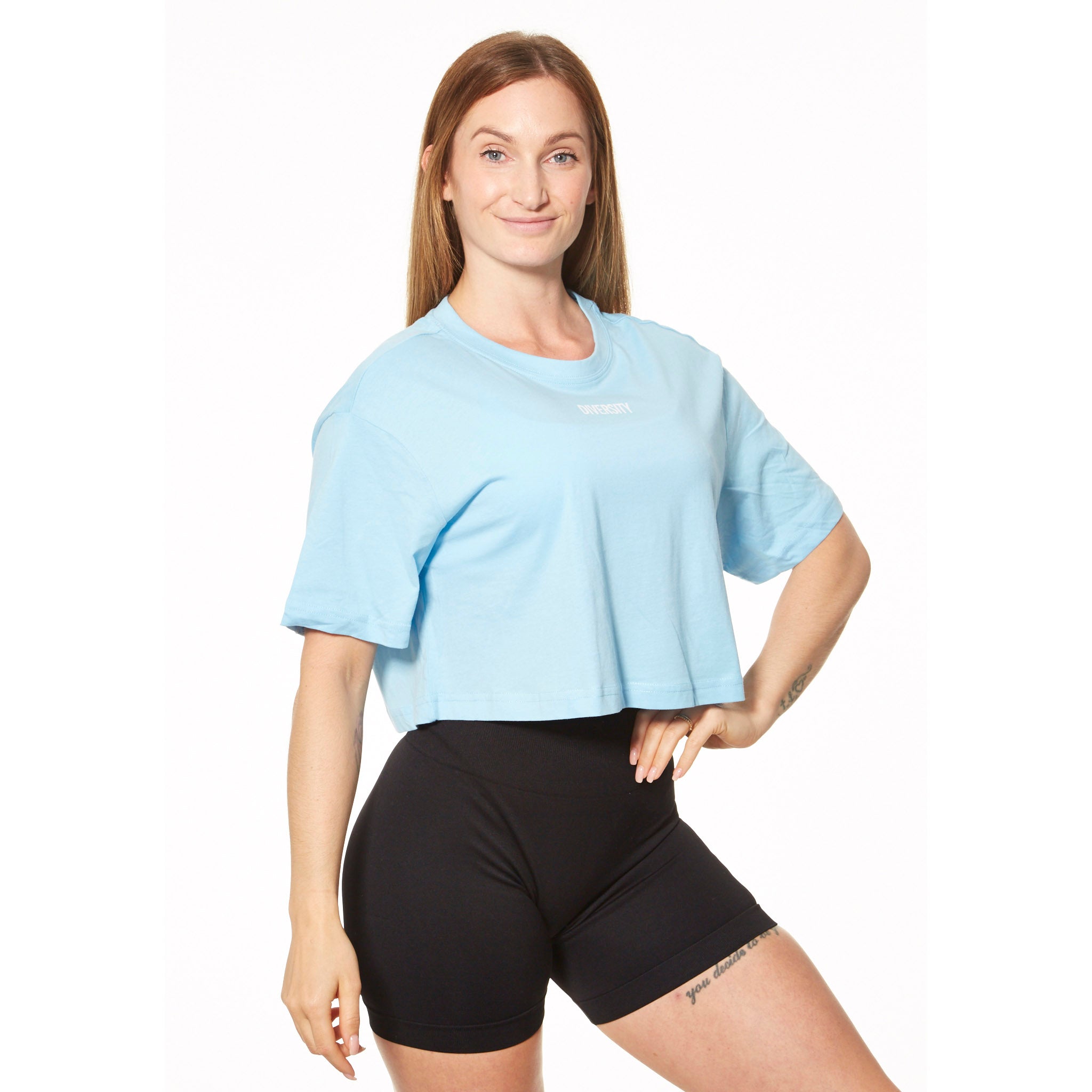 Leema's Cropped T-Shirt - Baltic Blå