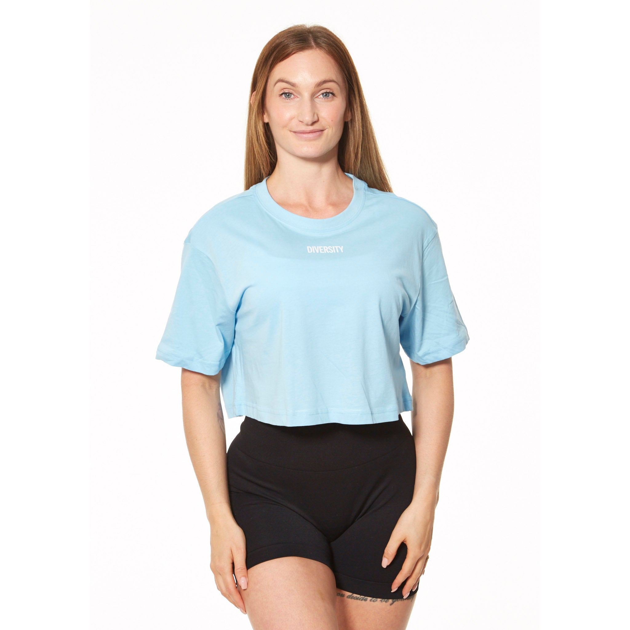 Leema's Cropped T-Shirt - Baltic Blå