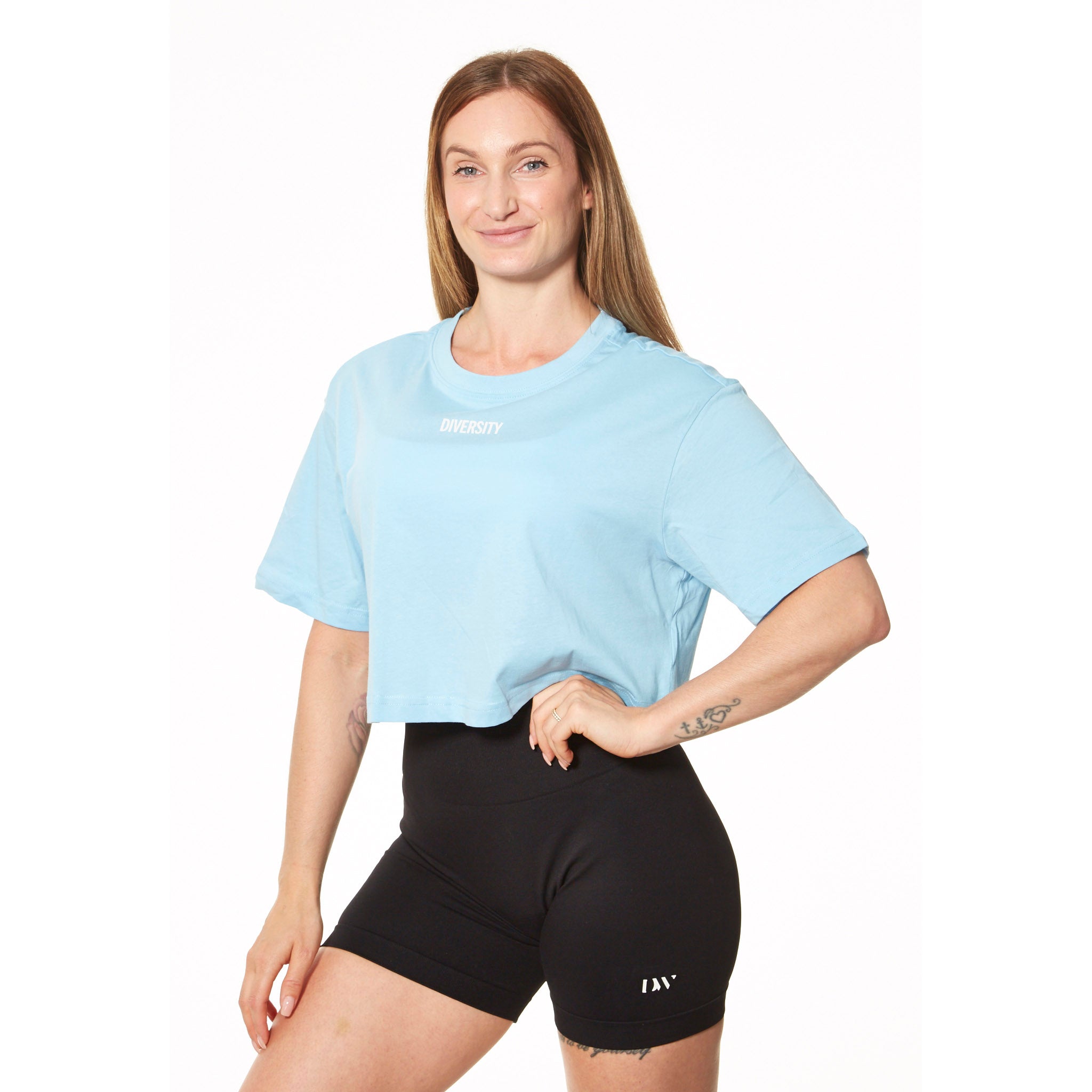 Leema's Cropped T-Shirt - Baltic Blå