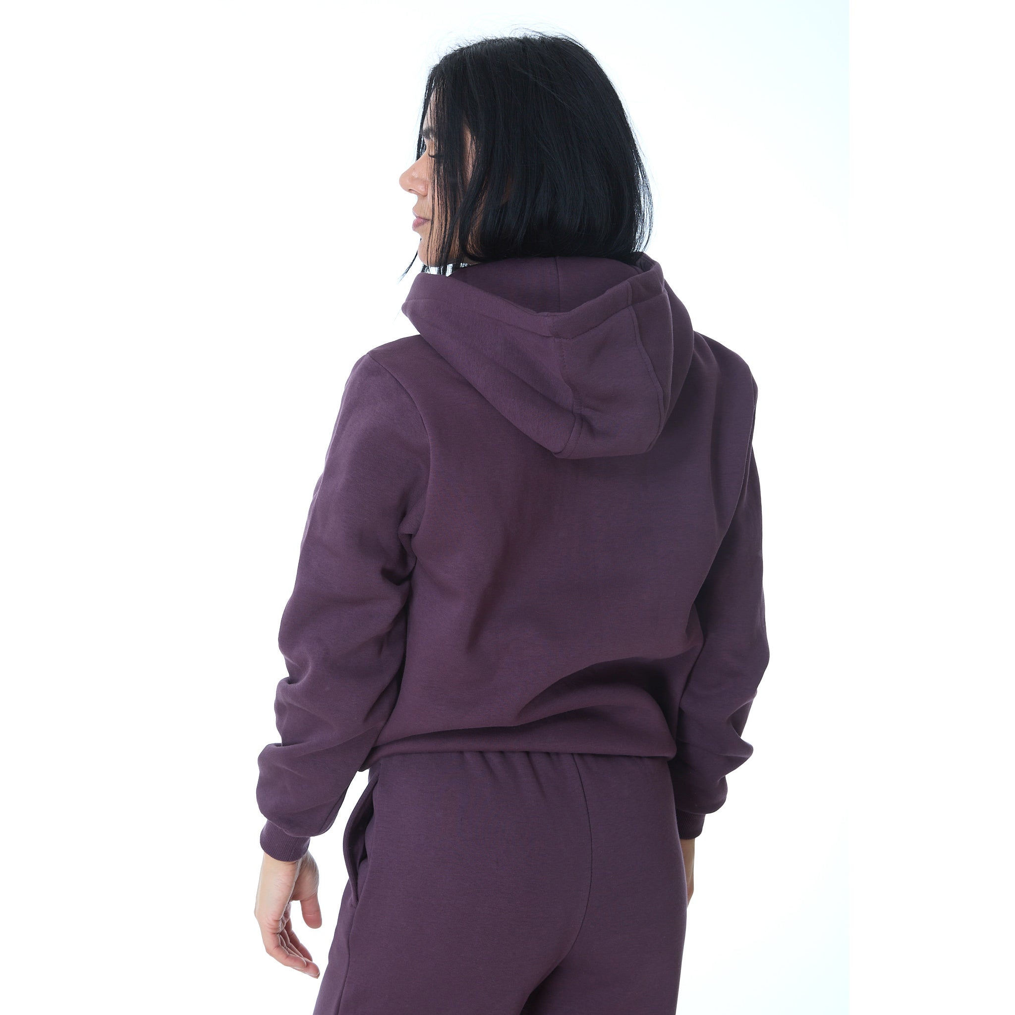Dame Fluffy Zip Hoody Blomme Lilla