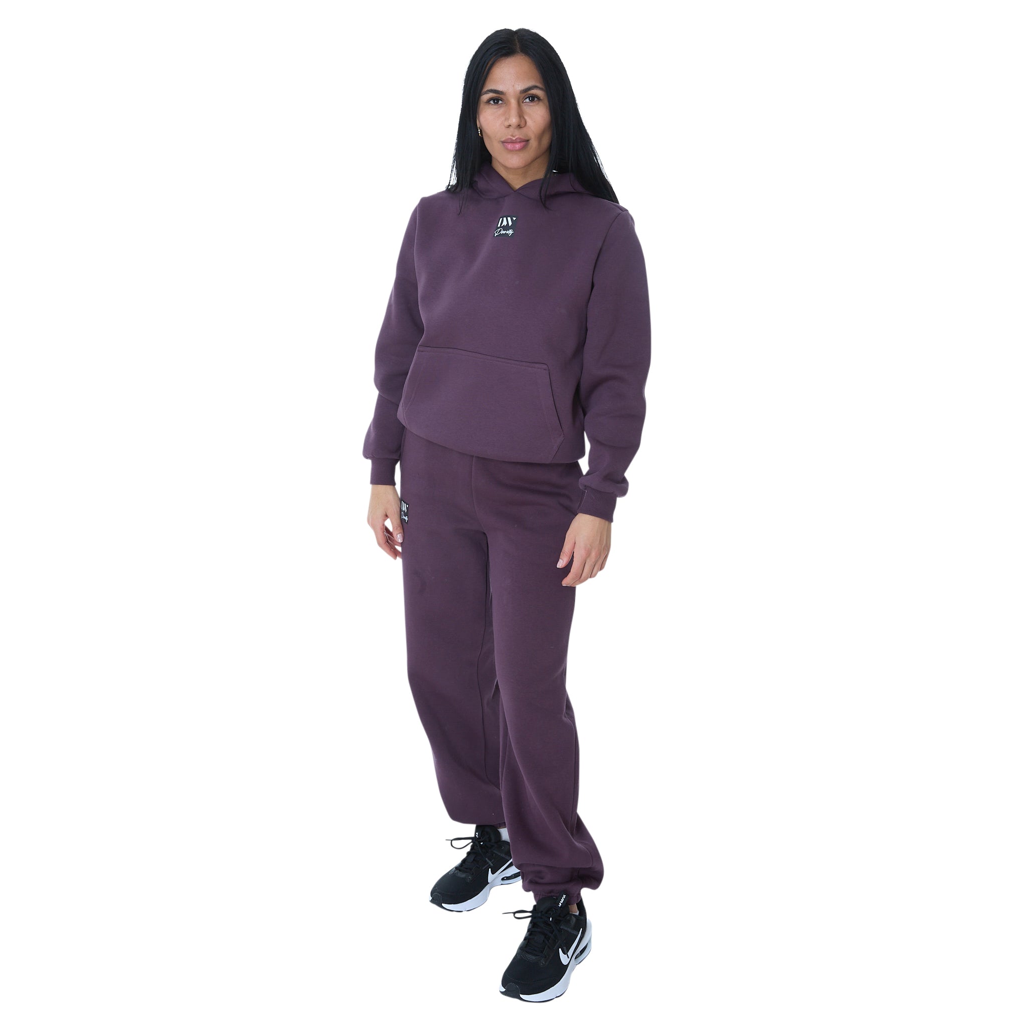 Dame Fluffy Zip Hoody Blomme Lilla