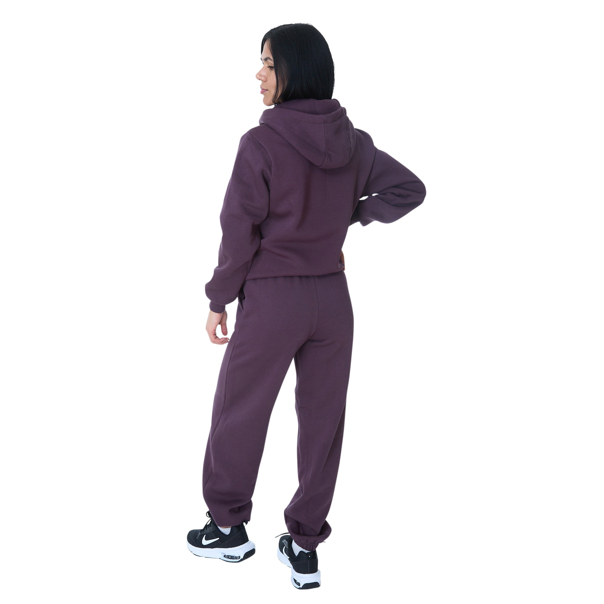Dame Fluffy Zip Hoody Blomme Lilla