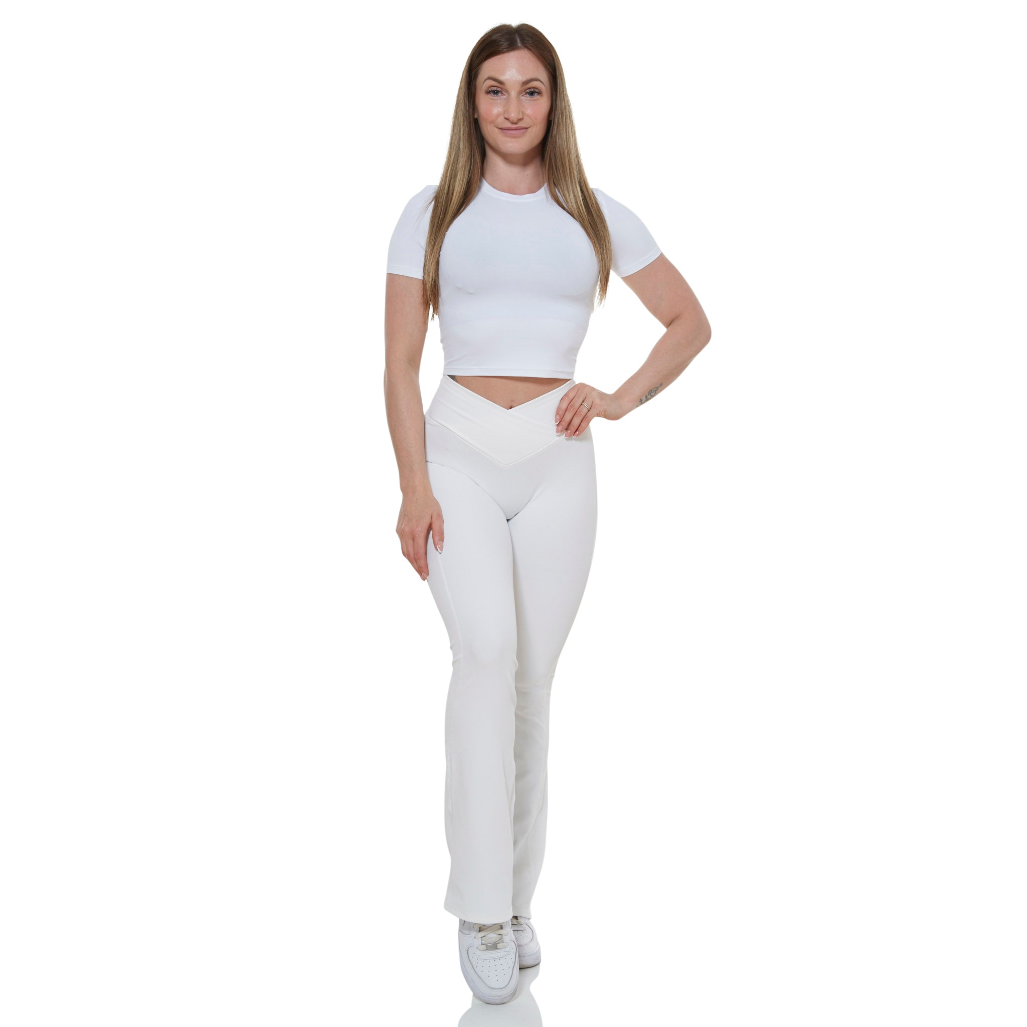 Flared Yoga Bukser - Hvid