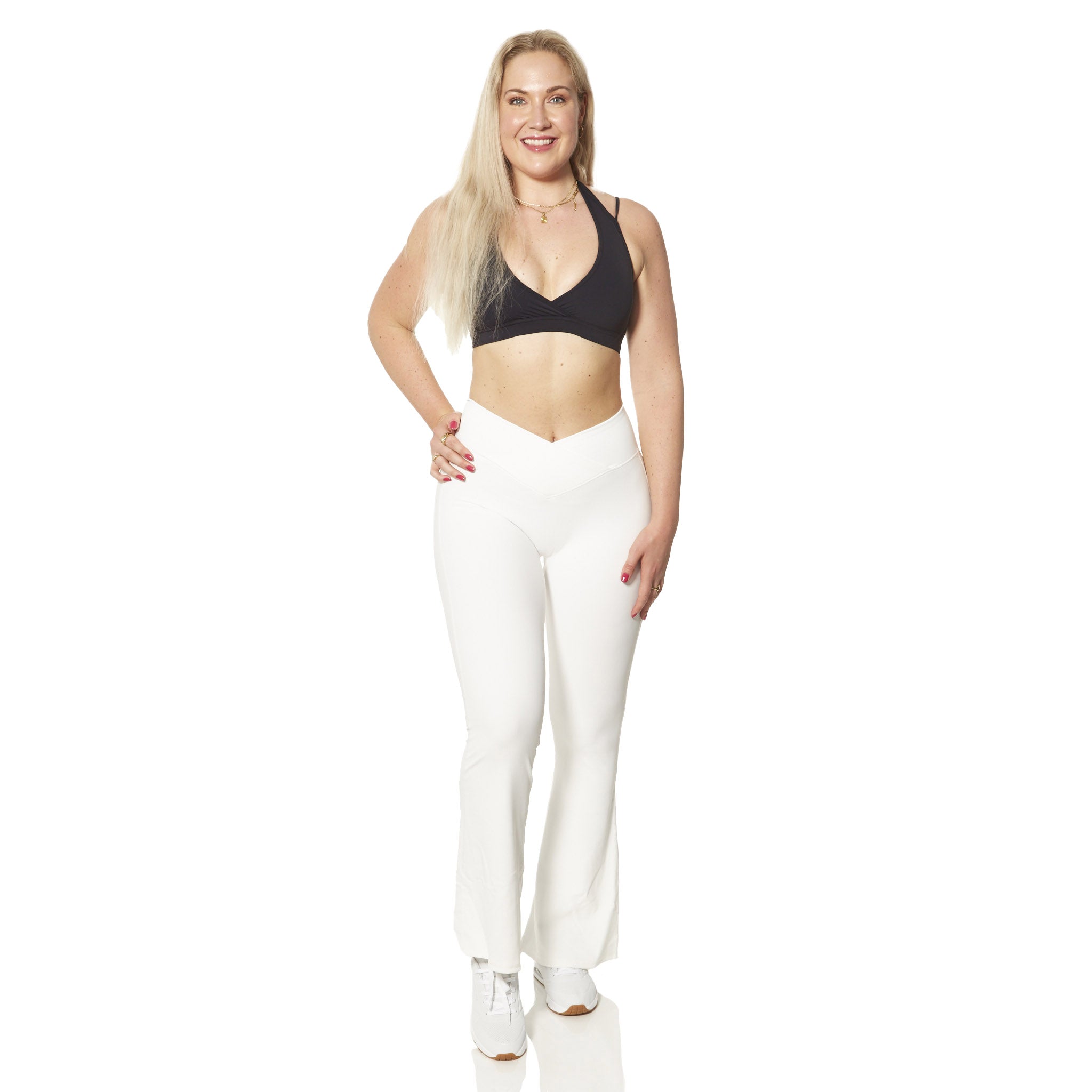 Flared Yoga Bukser - Hvid