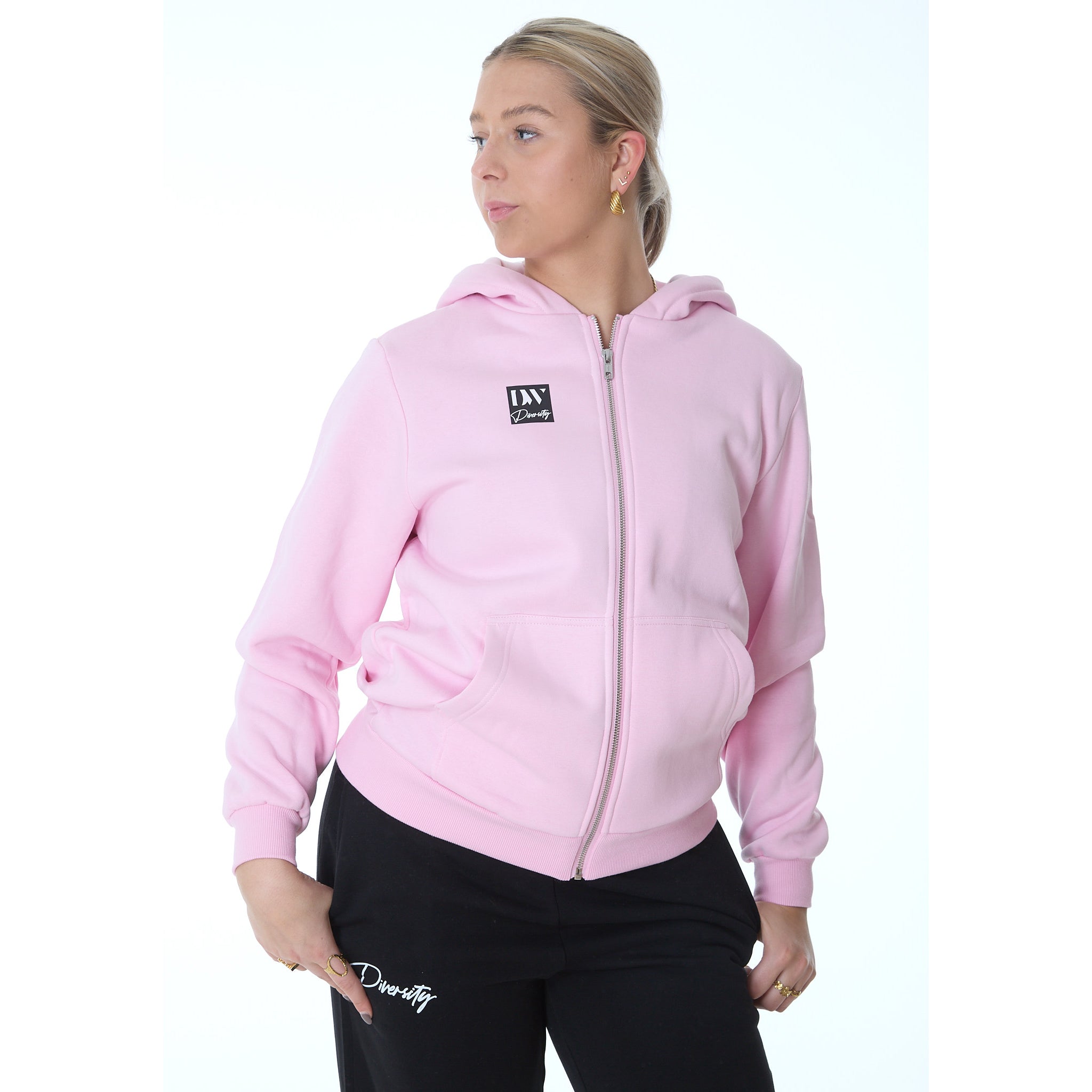 Dame Fluffy Zip Hoody soft pink