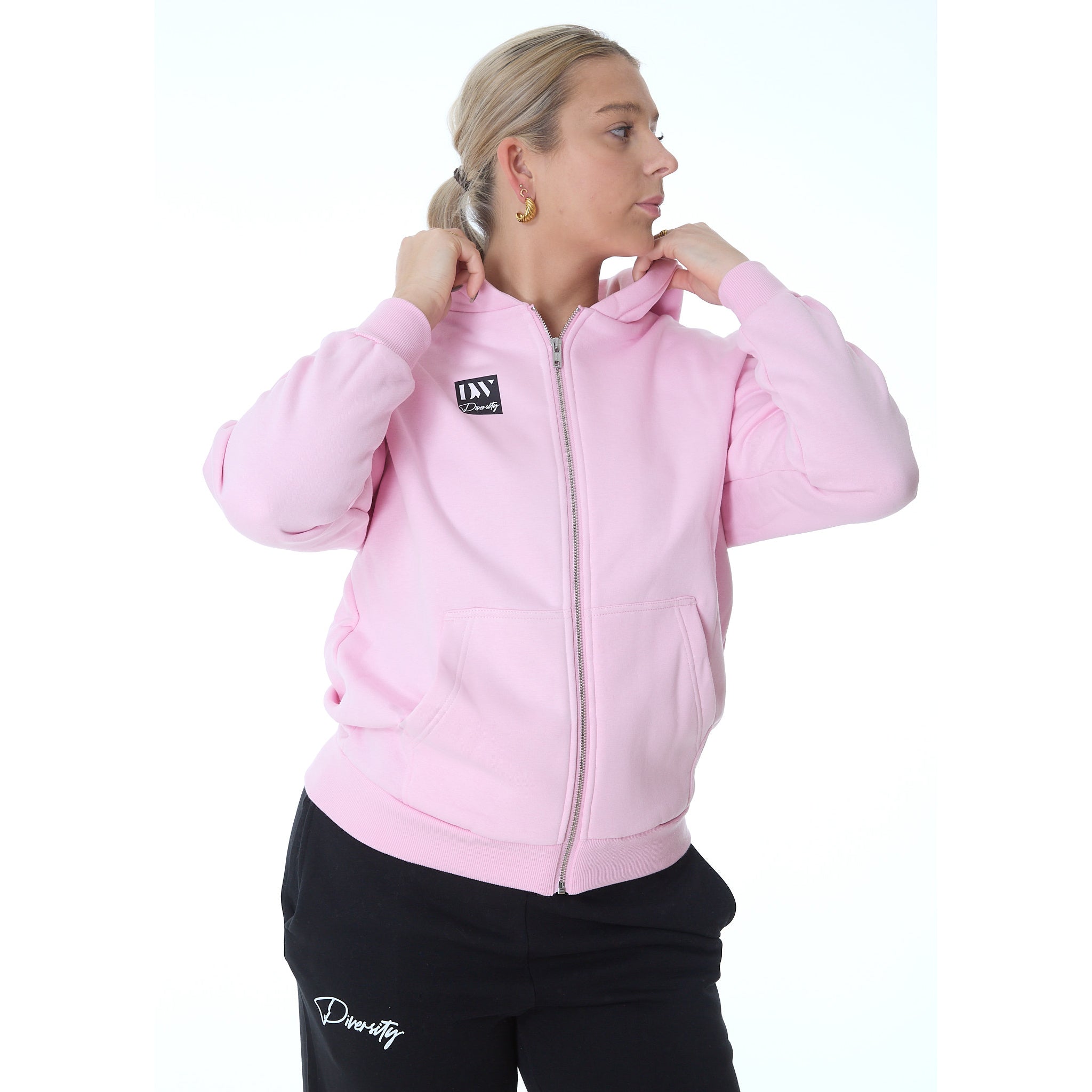 Dame Fluffy Zip Hoody soft pink