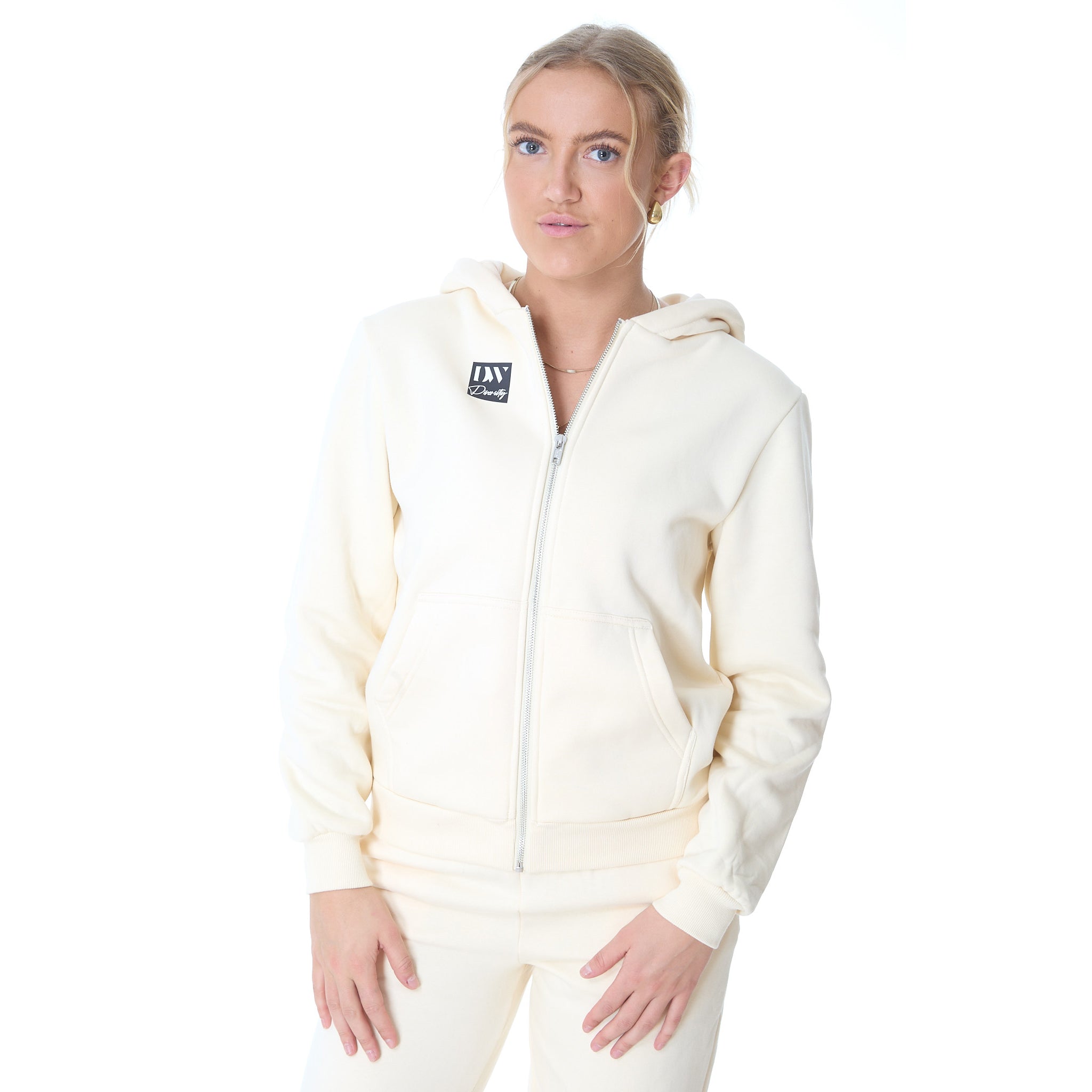 Dame Fluffy Zip Hoody Whitesand