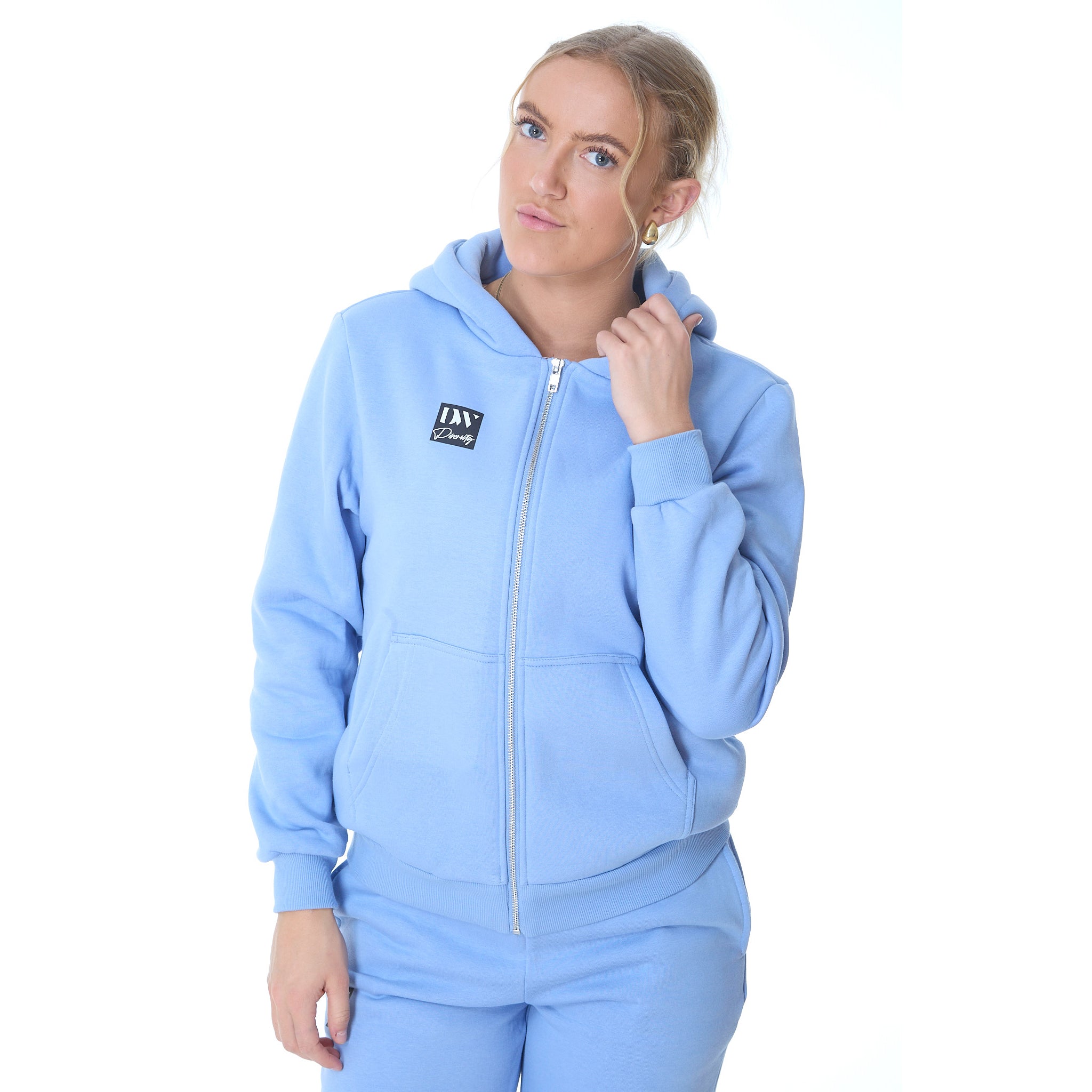 Dame Fluffy Zip Hoody powder blue