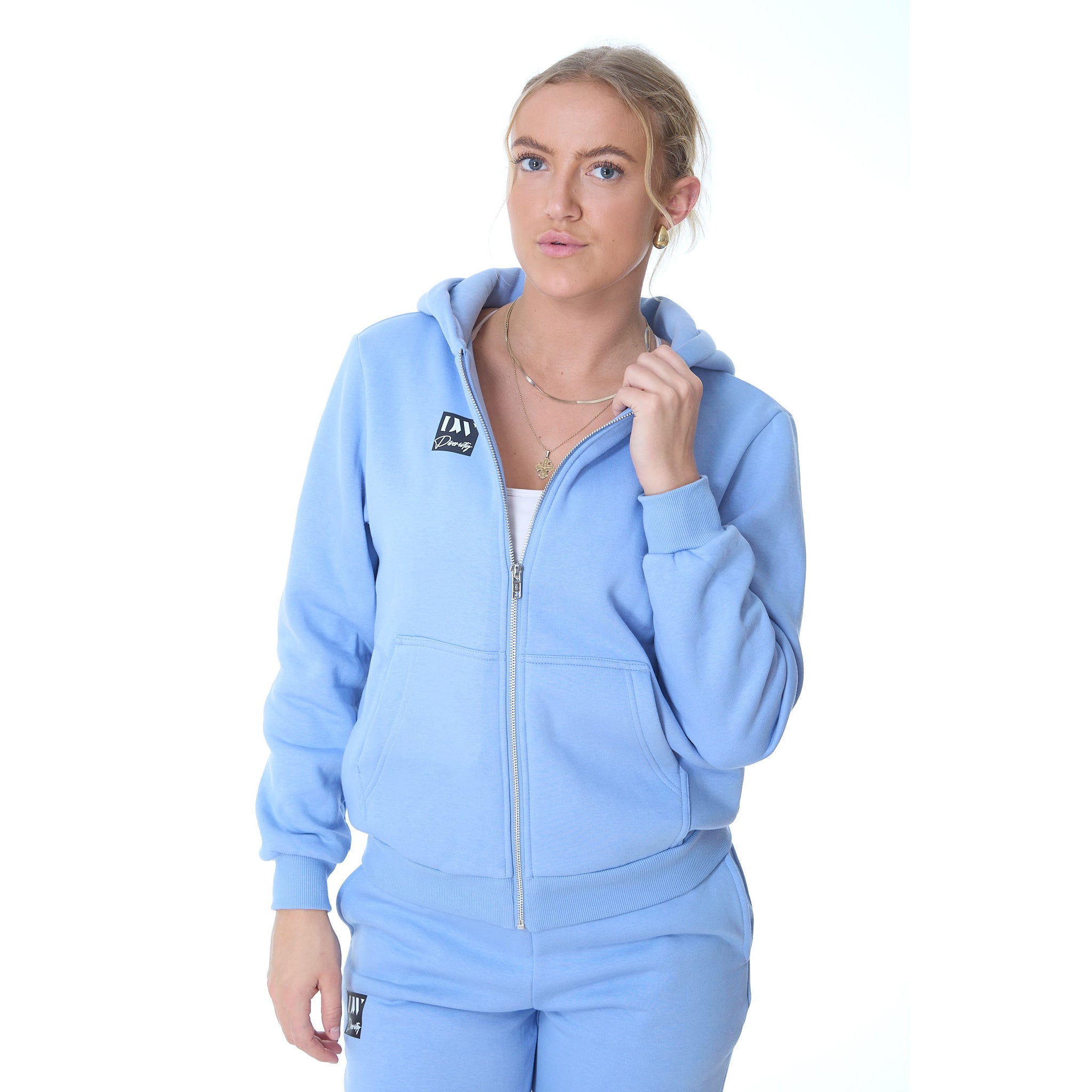 Dame Fluffy Zip Hoody powder blue